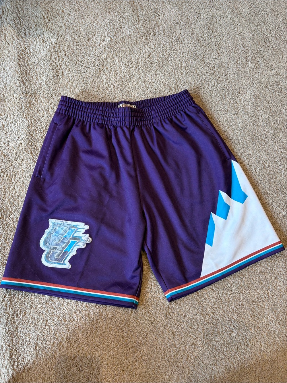 Men's Utah Jazz Purple Athletic Shorts with Blue and White Accent 8.5” inseam